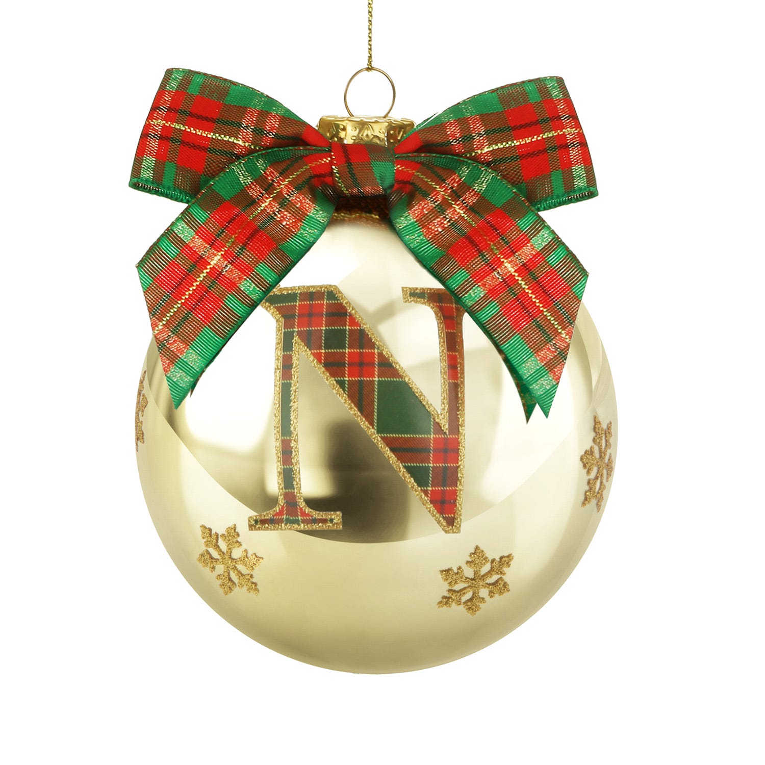 Pallina Natale lettera N 10 cm oro