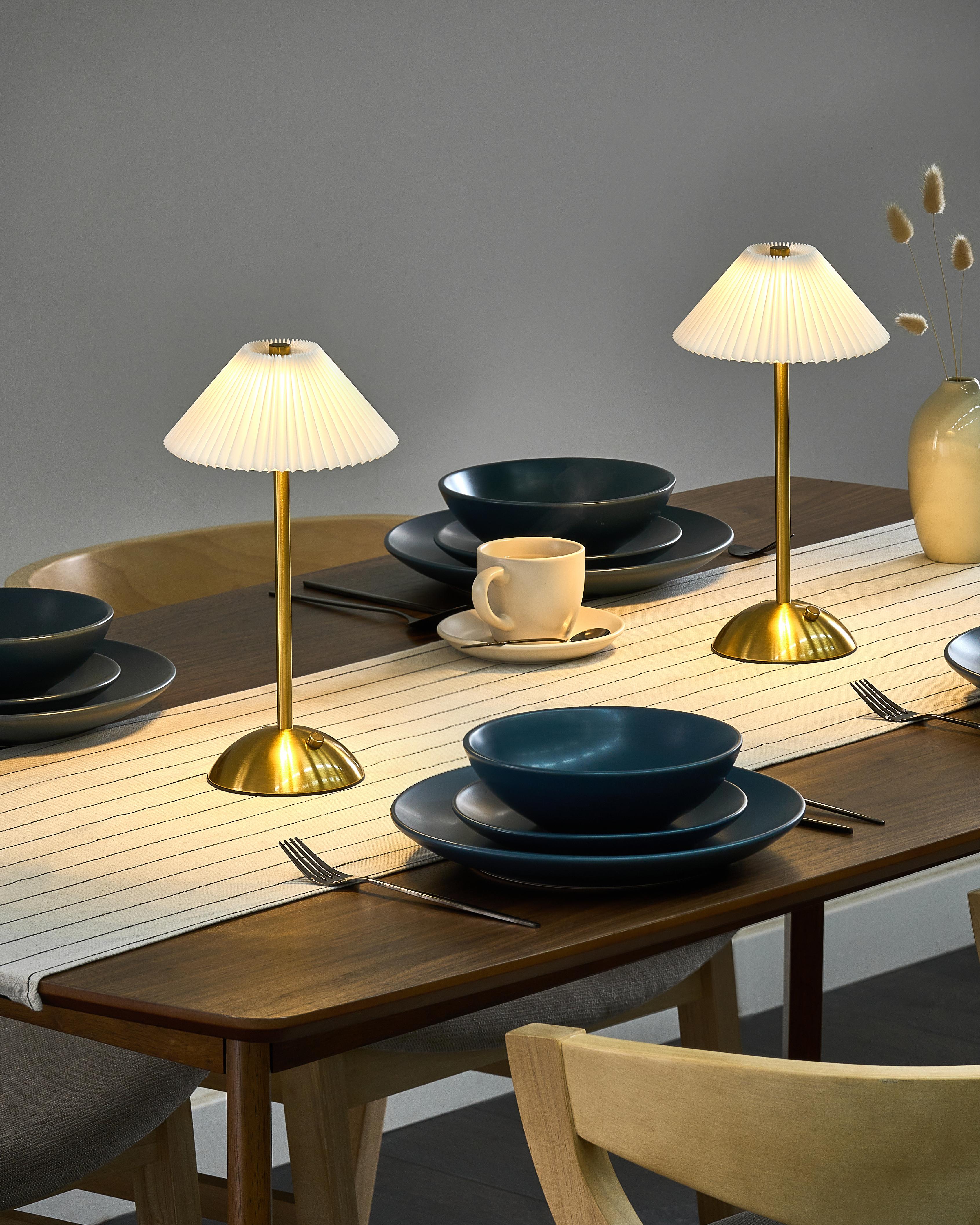 Set of 2 Wireless LED Table Lamp RUBA with Dimmer Metal Gold