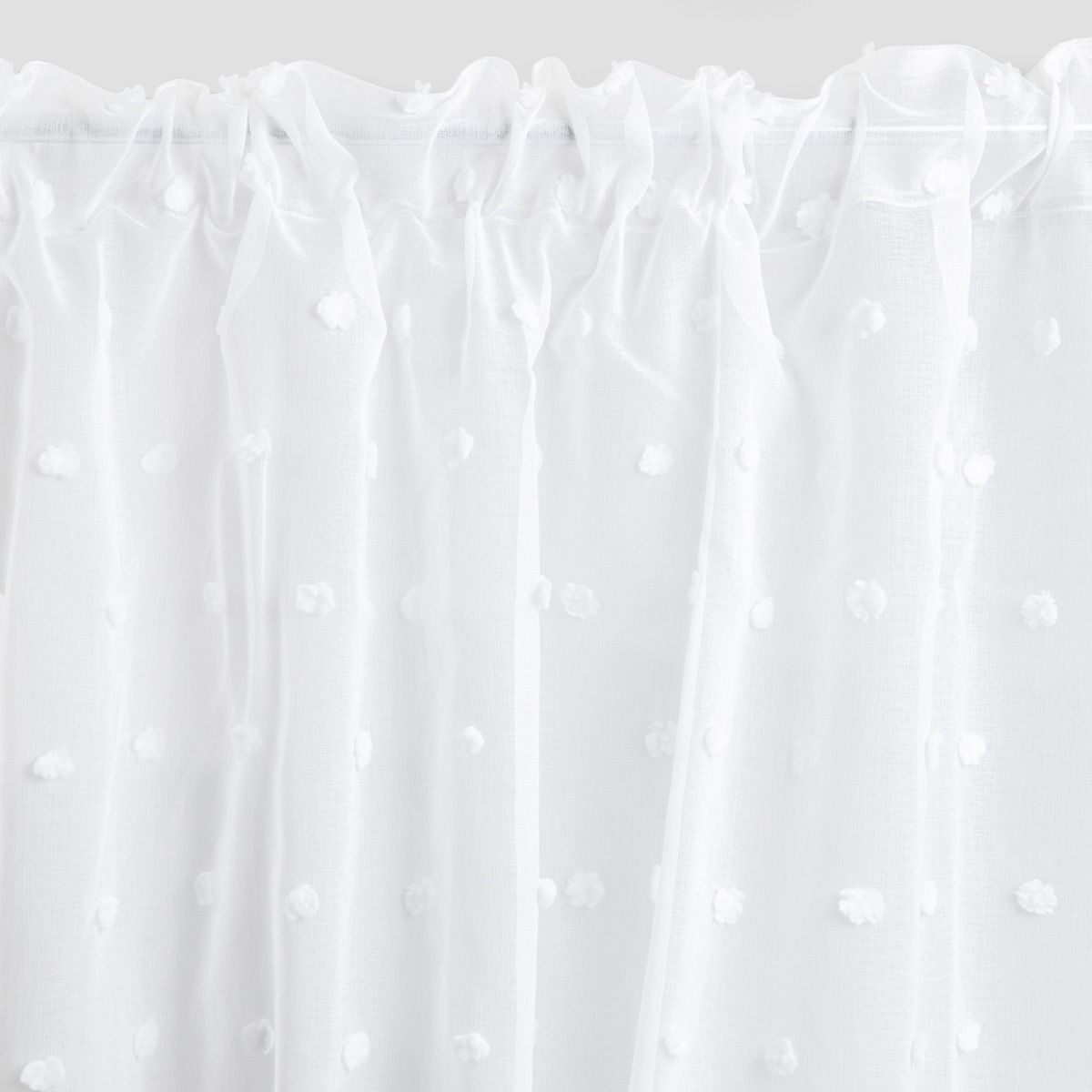 Firanka BELMONTE z ozdobnymi pomponami biała 140X250CM