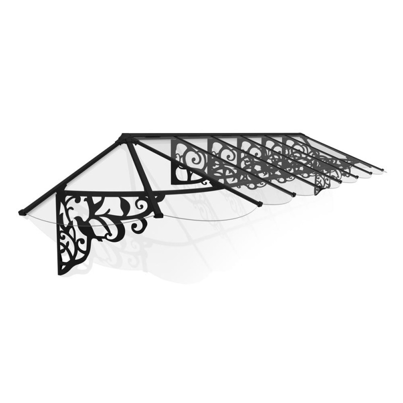 Marquise de porte Lily noire 473 x 88 cm CANOPIA