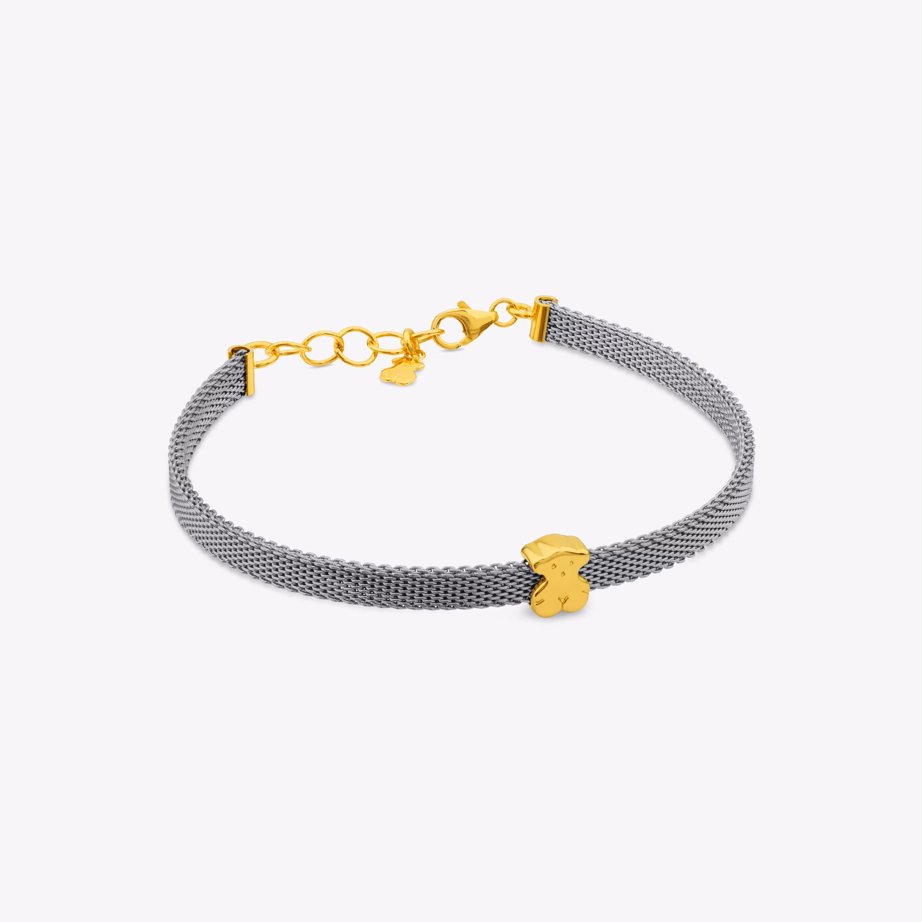 Pulsera de acero y oro motivo oso 0,6cm Icon Mesh