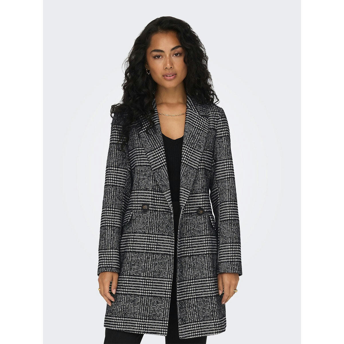 Manteau droit à carreaux