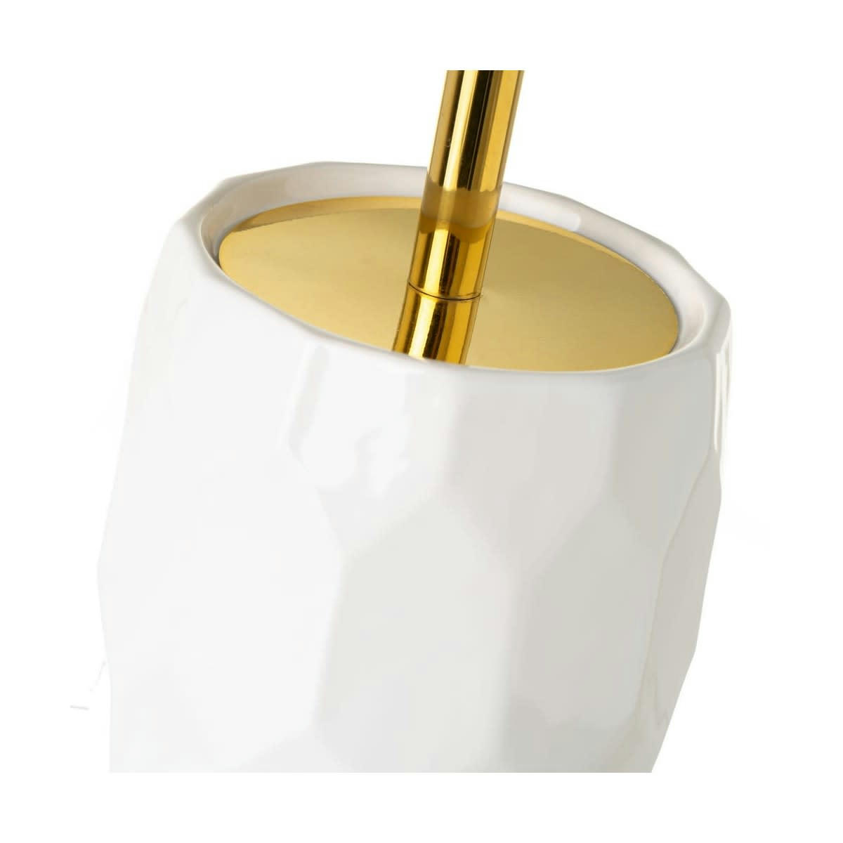 - Brosse WC céramique blanc et or