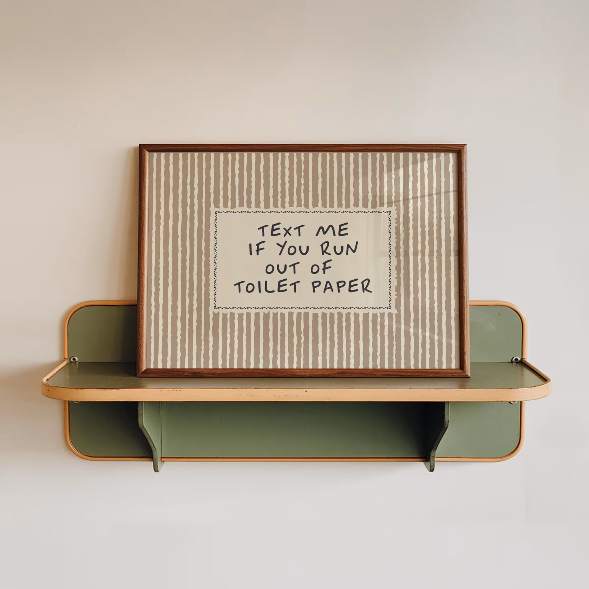 Toilet Paper Print – Funny Bathroom Wall Art, Farmhouse Vintage Striped Decor