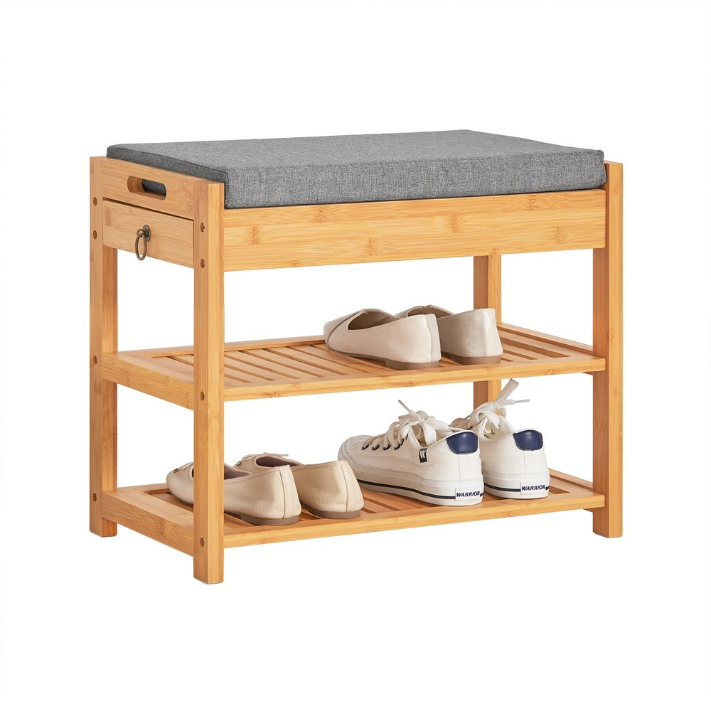SoBuy Ławka na buty z 1 szufladą 55.3x30x46.5cm Rustykalny FSR49-N