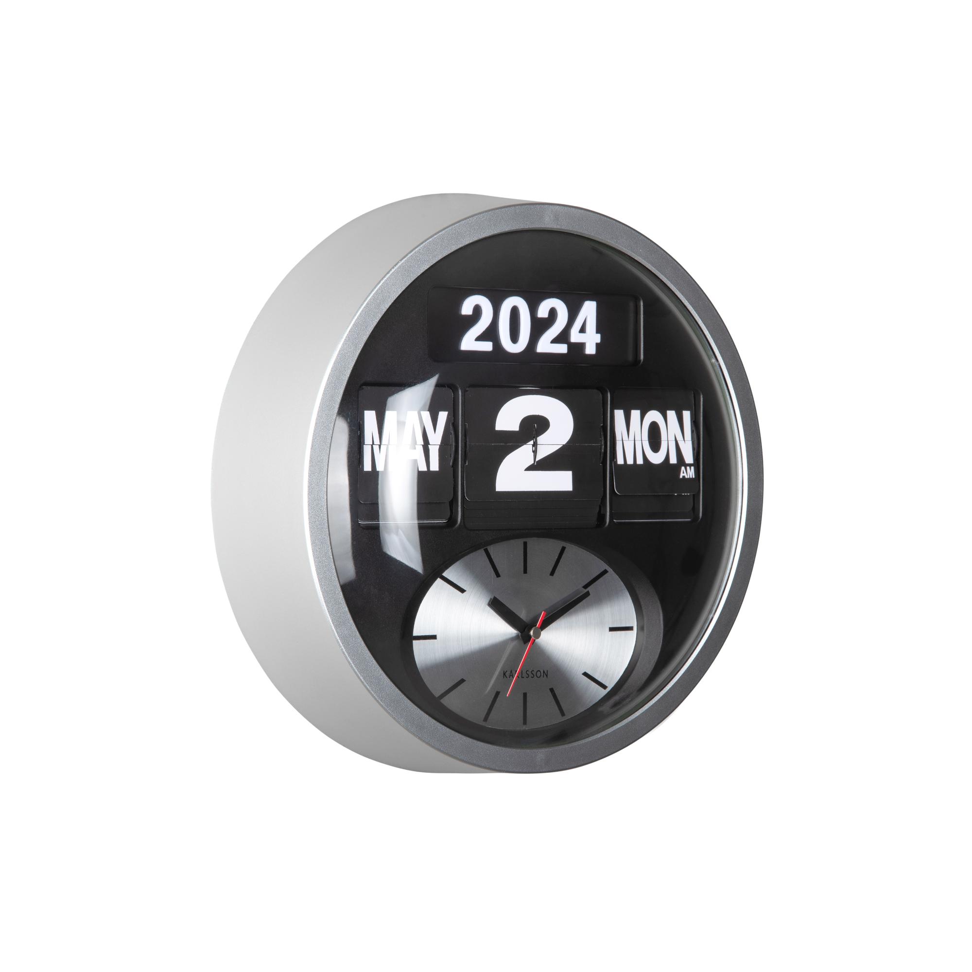 Karlsson wandklok Round Flip - zilver - Ø32.6cm