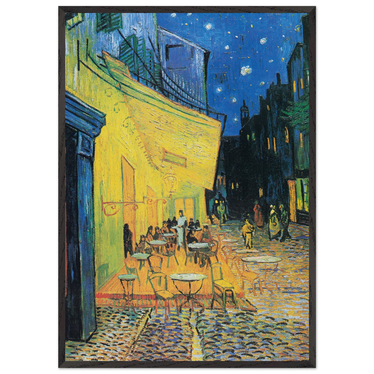 Artfulprints Poster met Lijst Vincent van Gogh - Caféterras bij nacht  - 70x100 cm - Meerkleurig