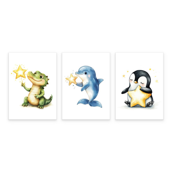 Plakaty Misie z gwiazdkami SET 3x A4
