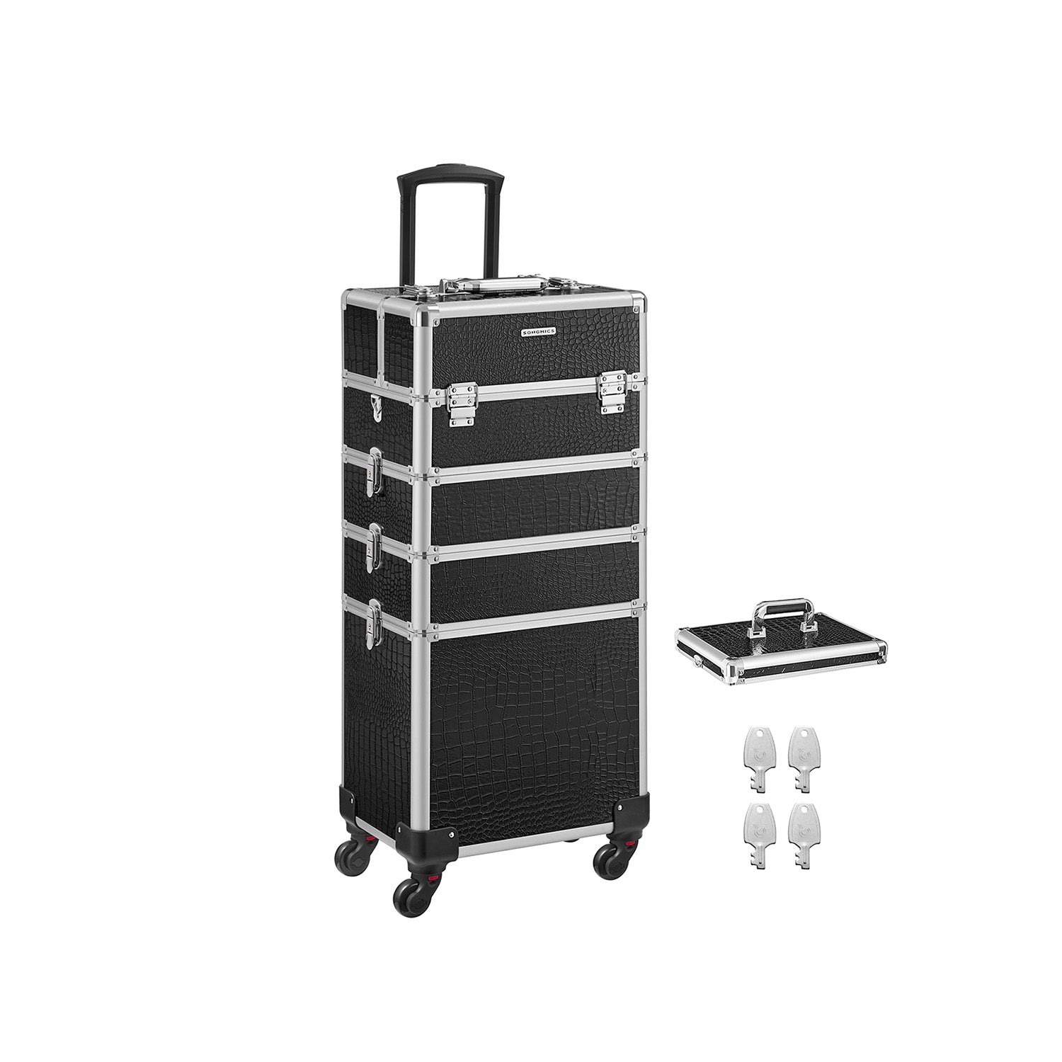 Valise maquillage croco noir