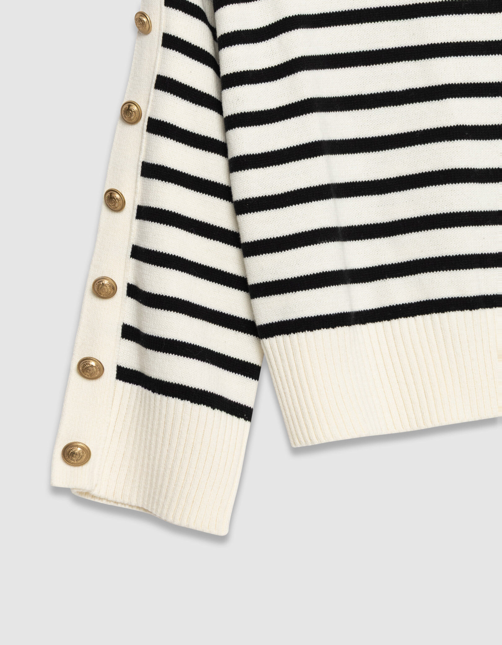 Pull marinière court boutons gravés aux manches Femme