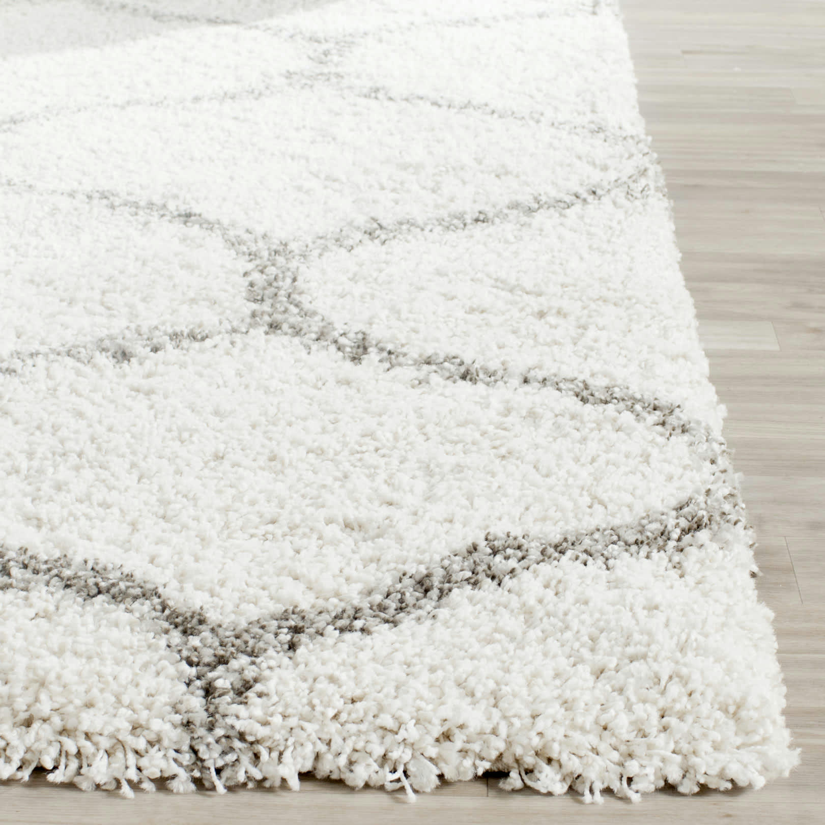 HUDSON SHAG - Tapis de salon interieur en ivoire & gris, 183 x 274 cm