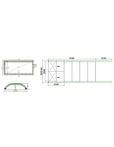 Abri de piscine Skyline pour les modèles 6,20x3 m - BAS87, BAS787 - polycarbonate massif 3 mm - Couleur Ral7016 Graphite - ECO314