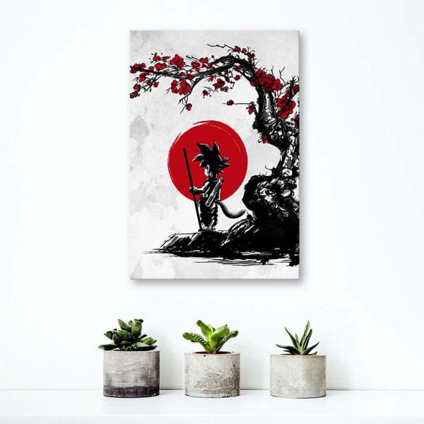 Feeby Obraz na płótnie, Goku i czerwony księżyc Anime 40x60