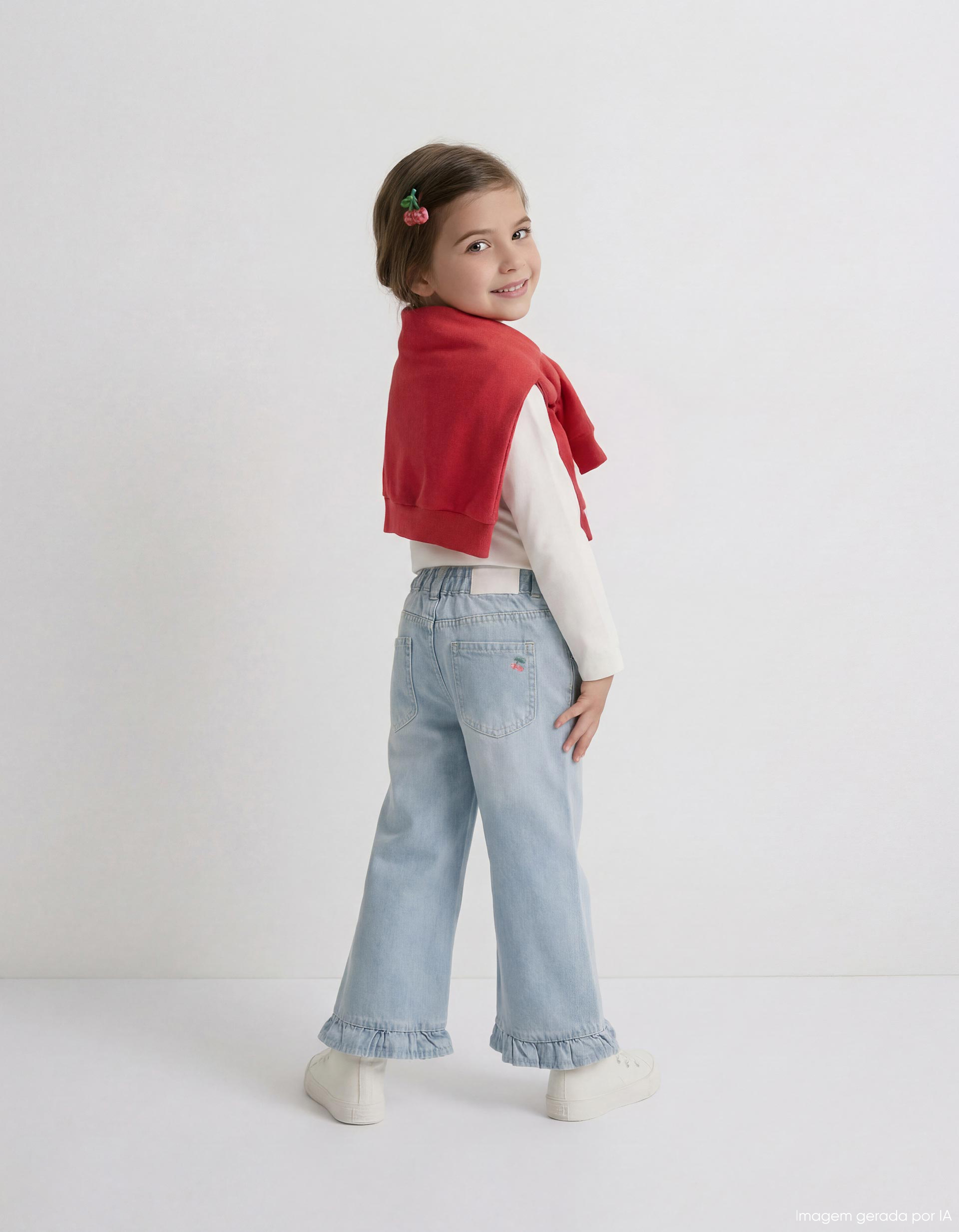 Calças de Ganga 'Culotte', Menina, Azul Claro