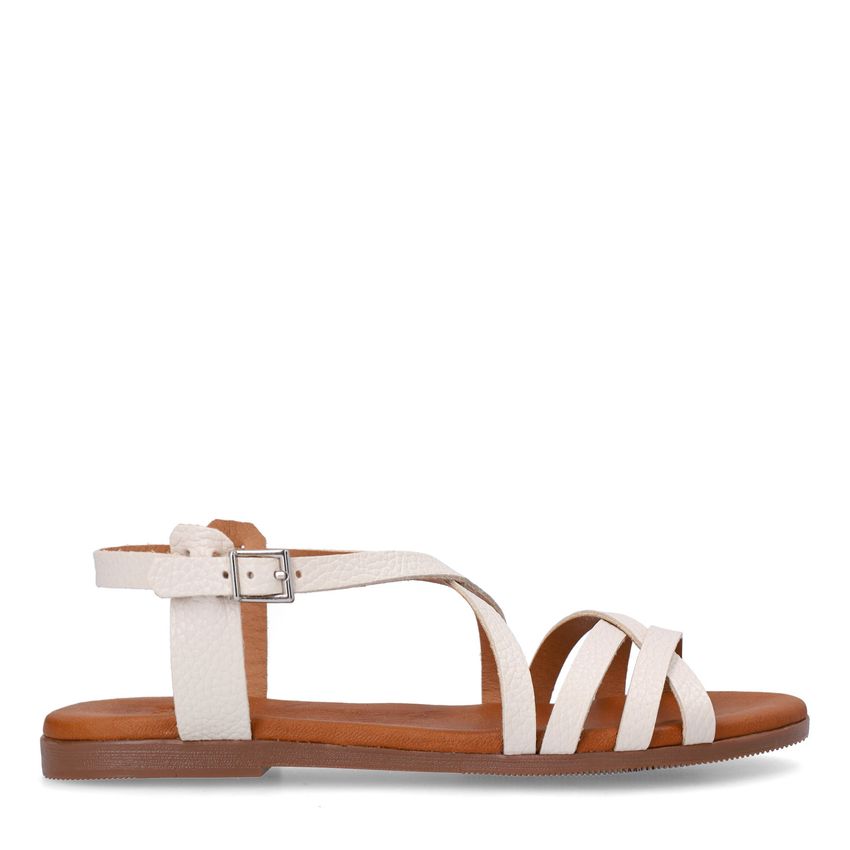 Manfield Witte leren sandalen