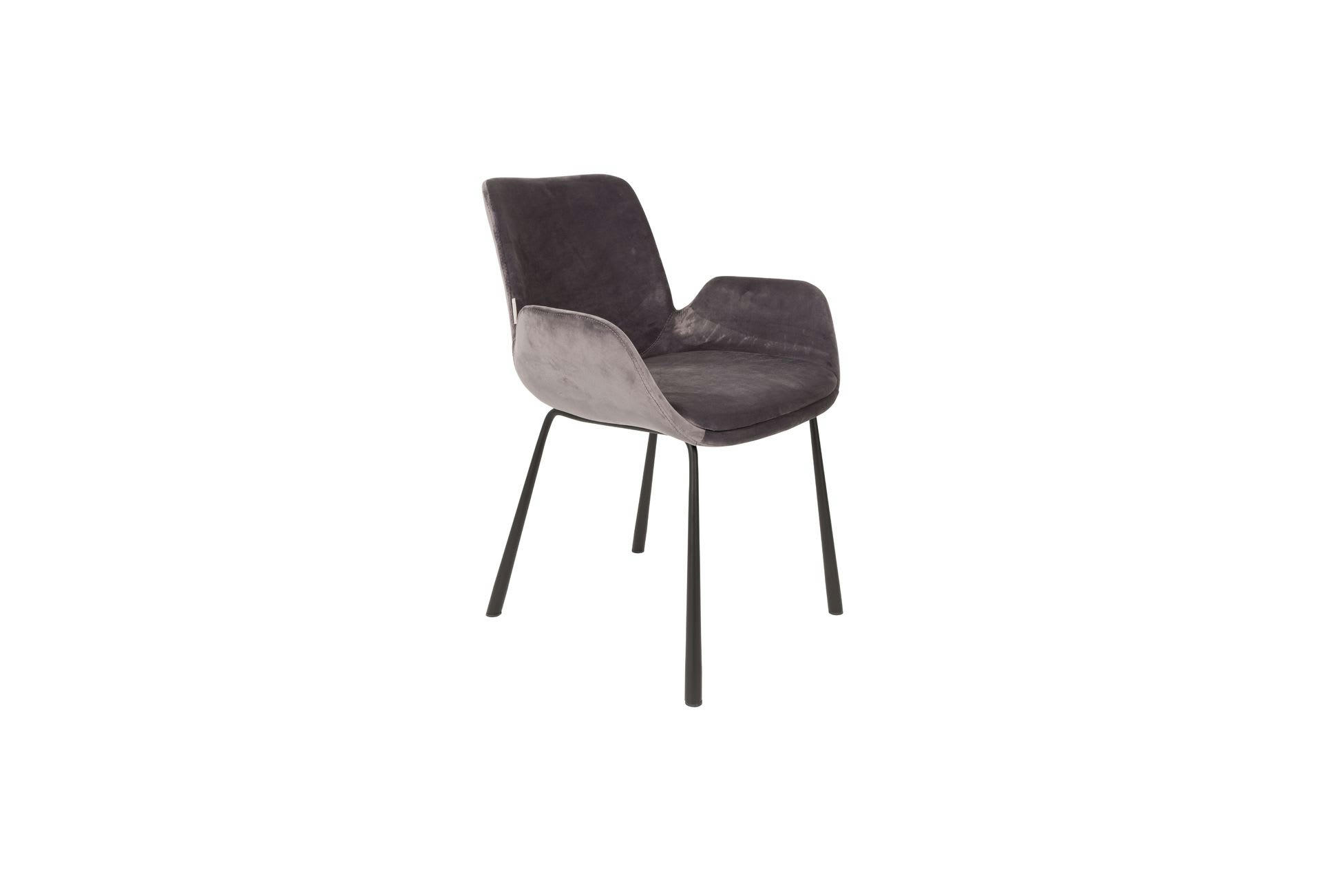 BRIT - Fauteuil en velours gris