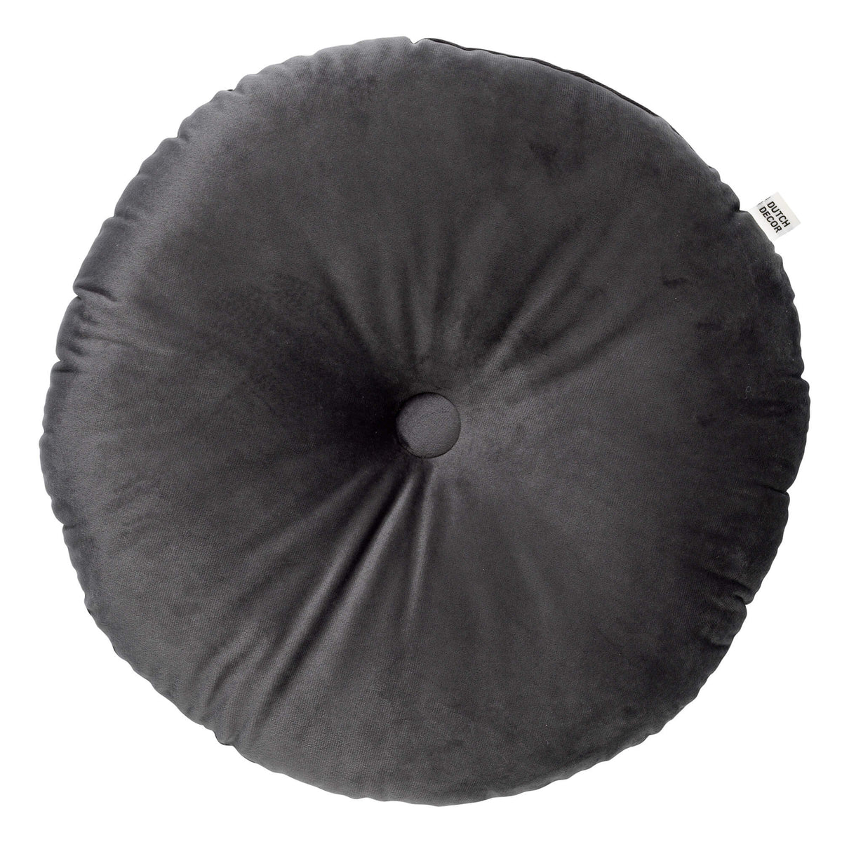 OLLY - sierkussen Ø38 cm - rond velvet - Charcoal Gray - antraciet