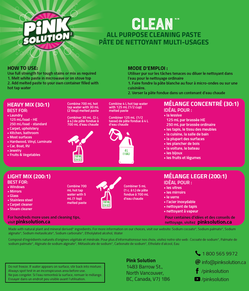Pink Solution Clean All-Purpose Concentrated Cleaner, Unscented, 500-g