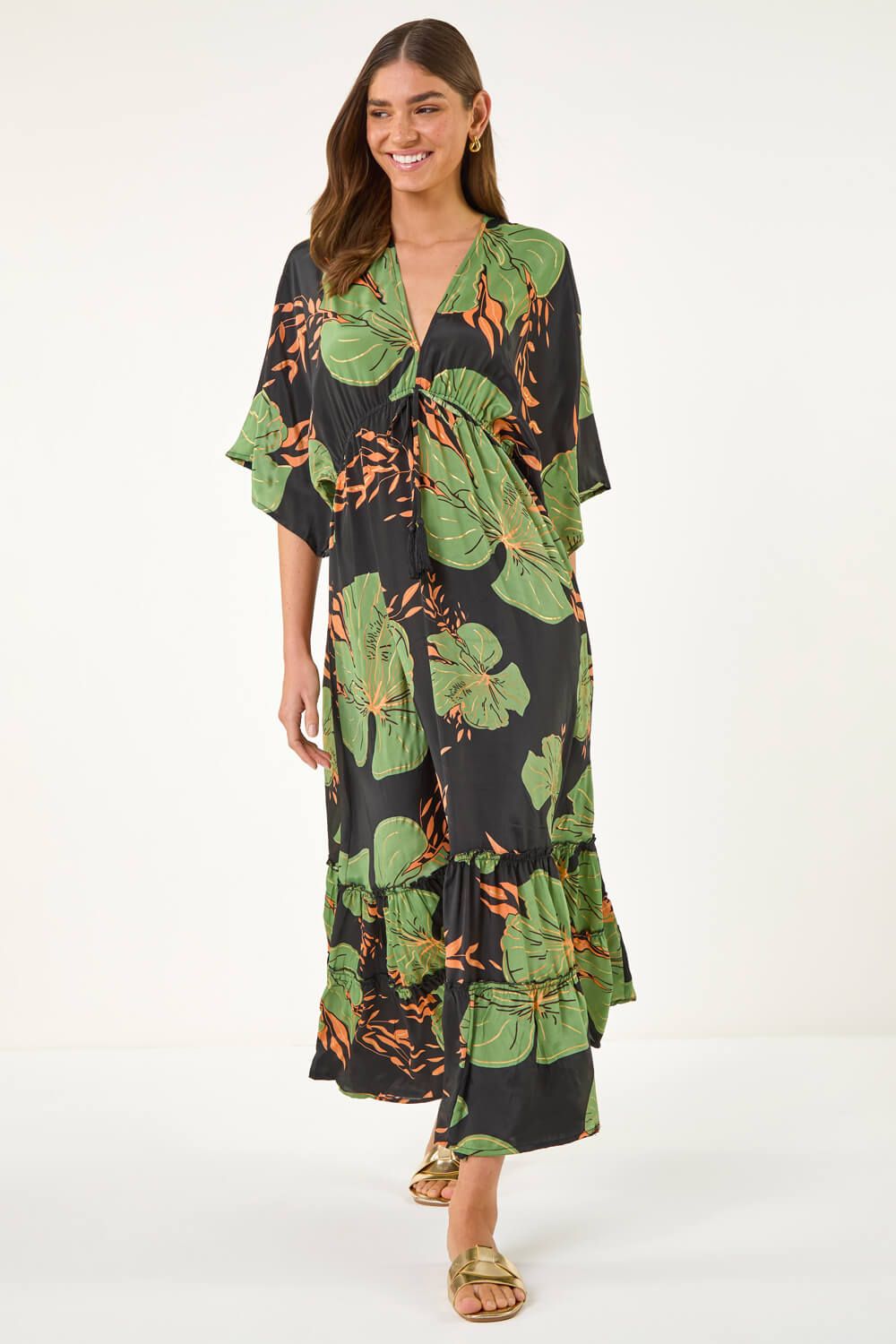 Roman Boho Leaf Maxi Dress