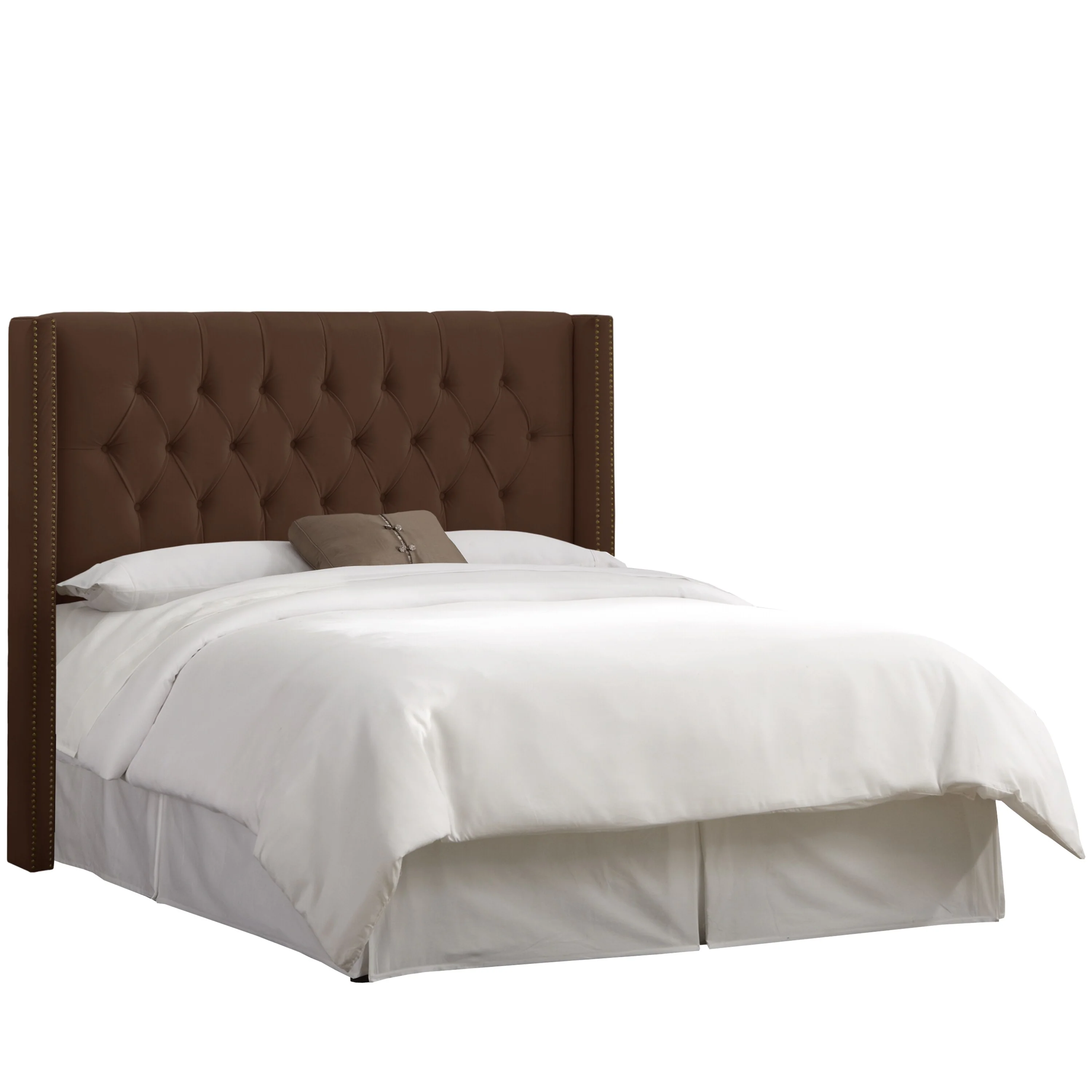 Skyline Furniture Chocolate Velvet Diamond Tufted Wingback Headboard