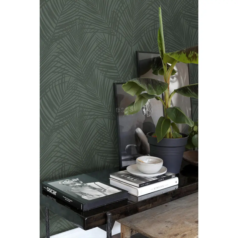 ESTAhome behang palmbladeren donkergroen - 53 cm x 10.05 m