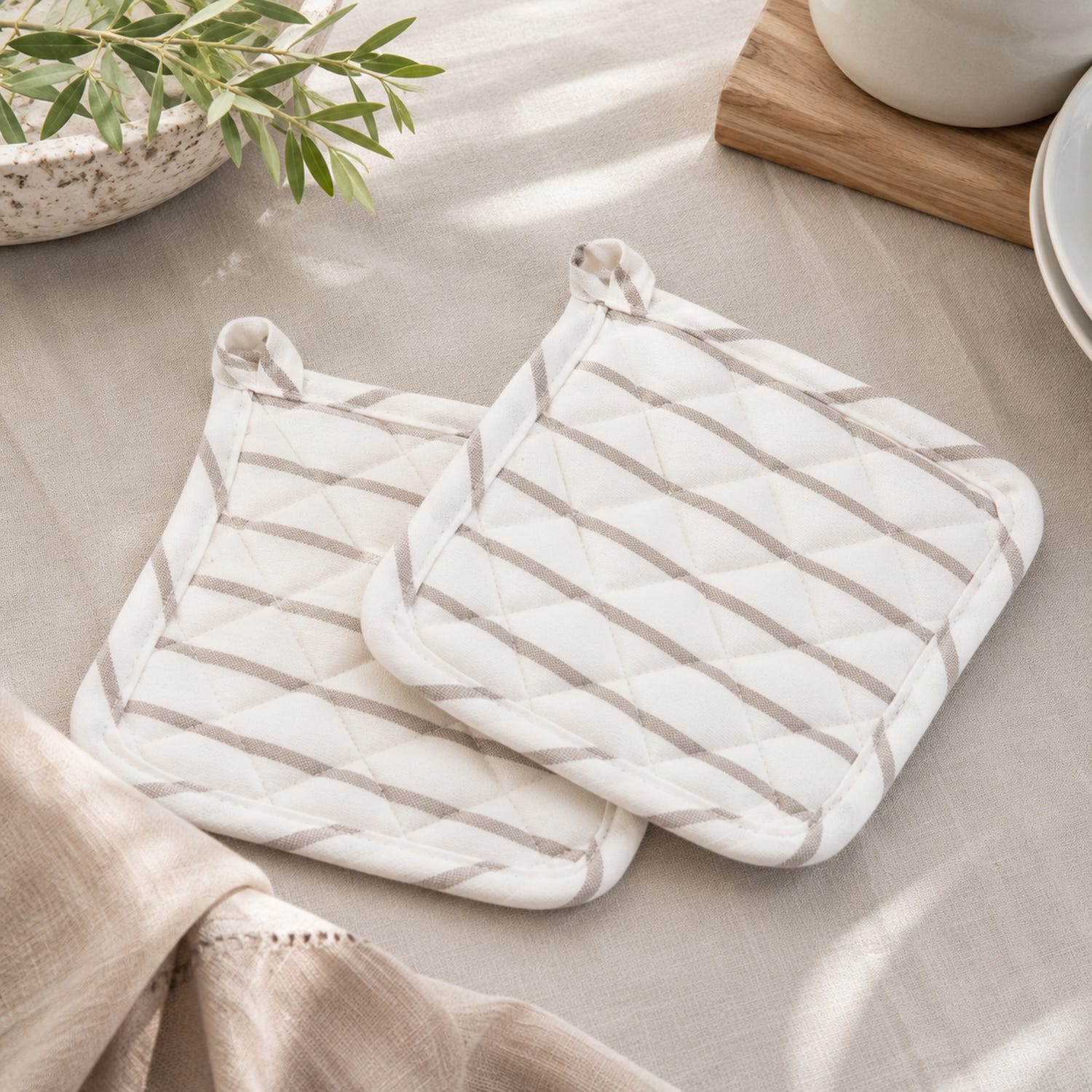 Set 2 presine 18x18 cm tinto filo righe scure