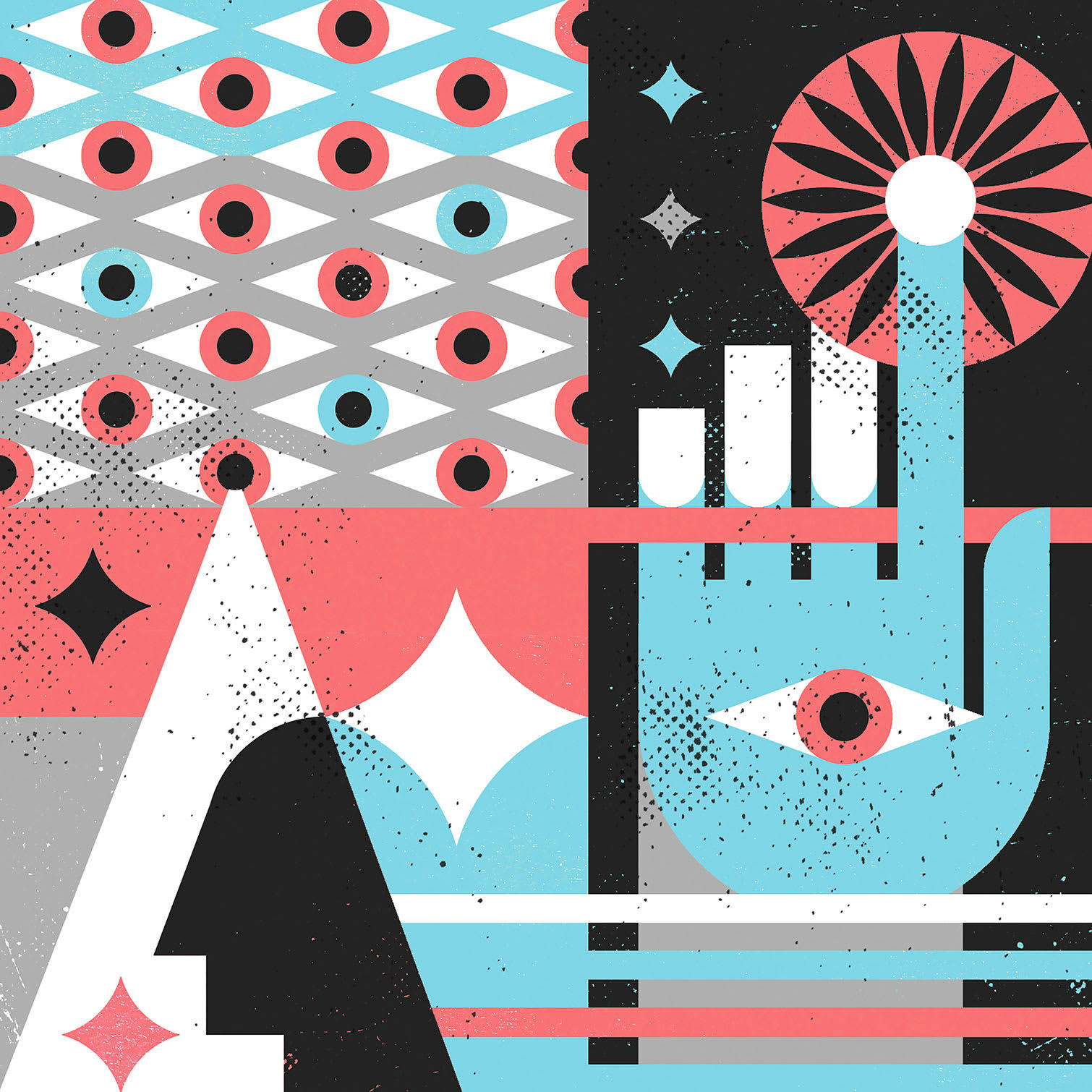 - Tableau La main bleue imprimé sur toile 50x50cm