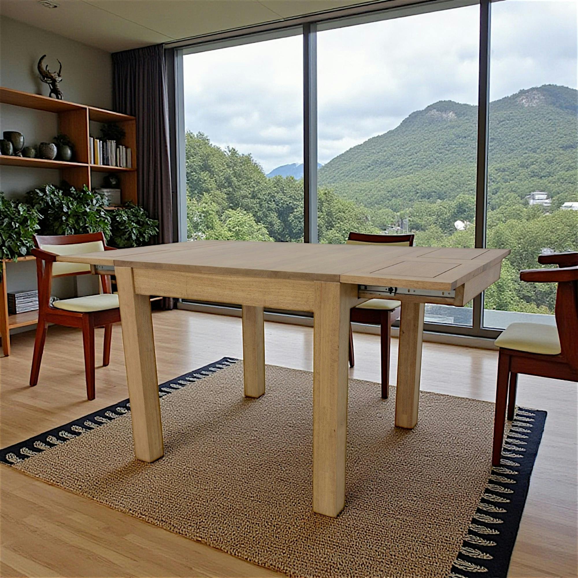 Table de repas extensible Hévéa 85/147x85x76cm HELENA