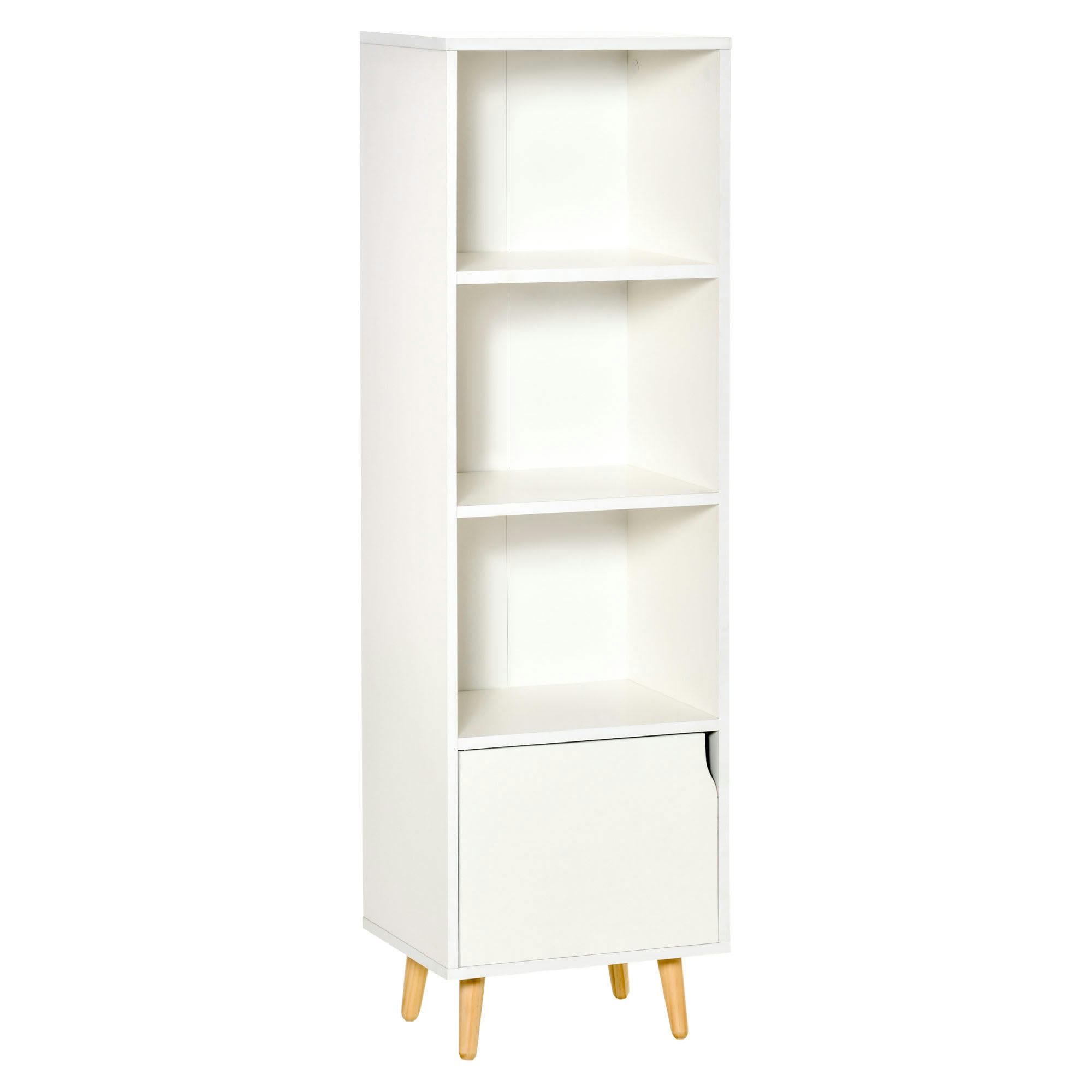 - Rangement colonne scandinave 3 niches porte pieds bois panneaux blanc