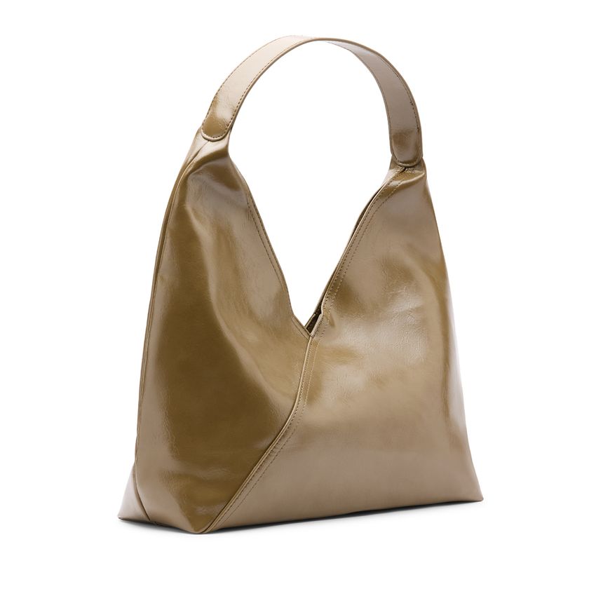 Manfield Olijfgroene lak schoudertas