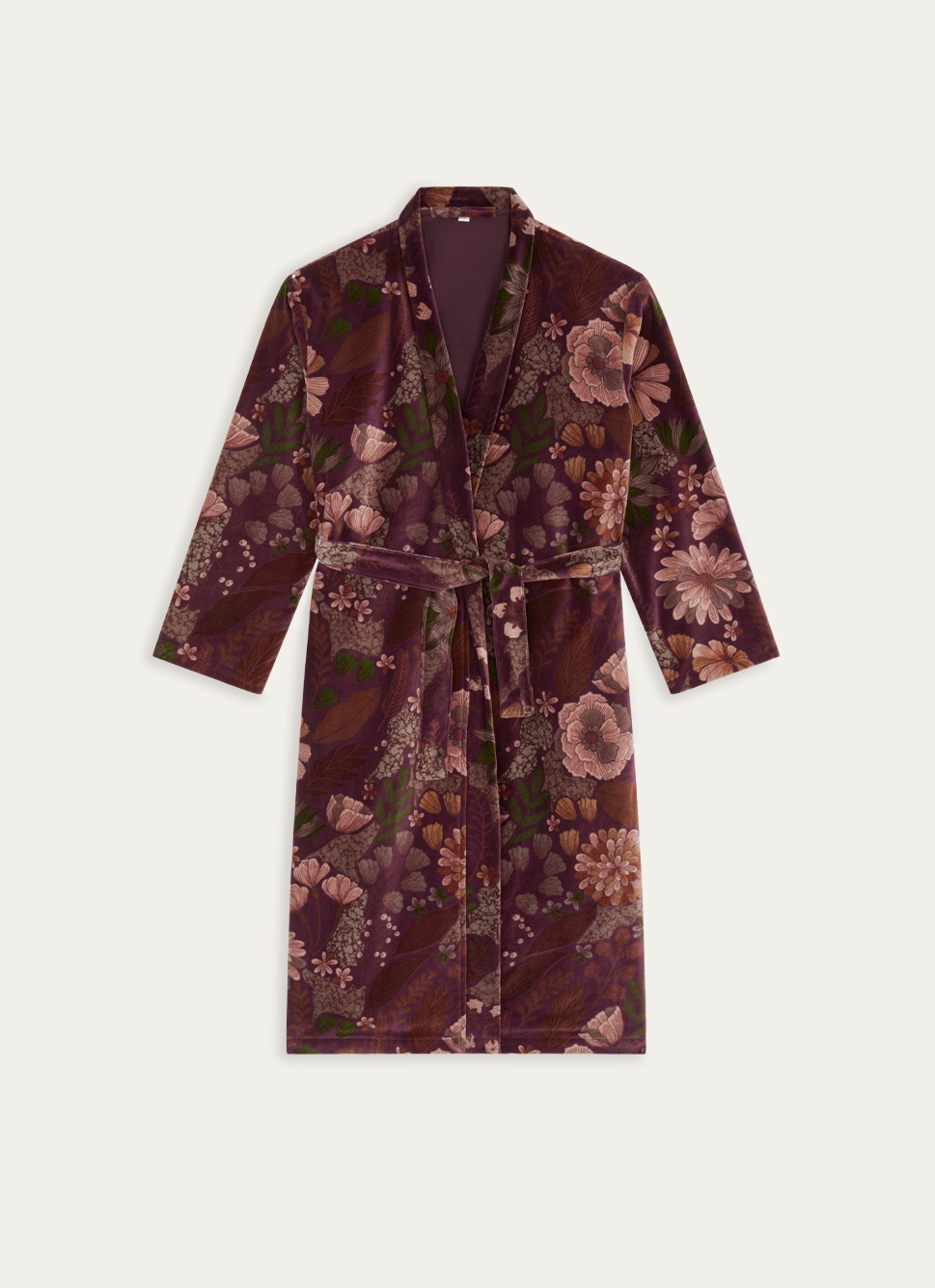 KIMONO SOLAL EN VELOURS IMPRIME VIOLET