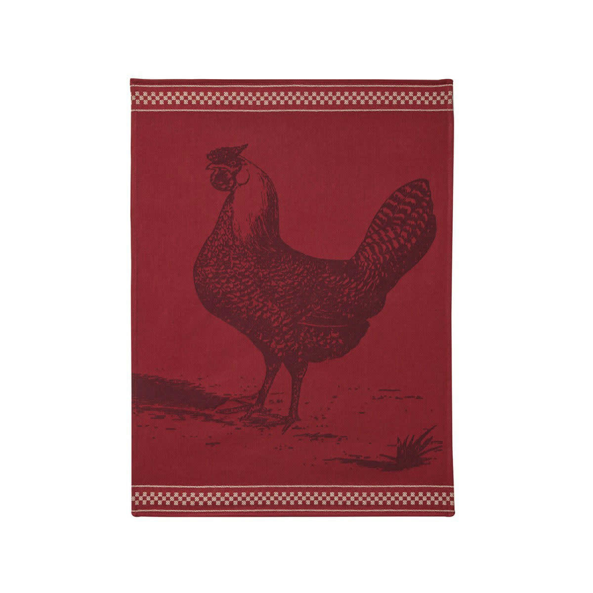 POULE ROUSSE - Torchon en coton rouge 50x75