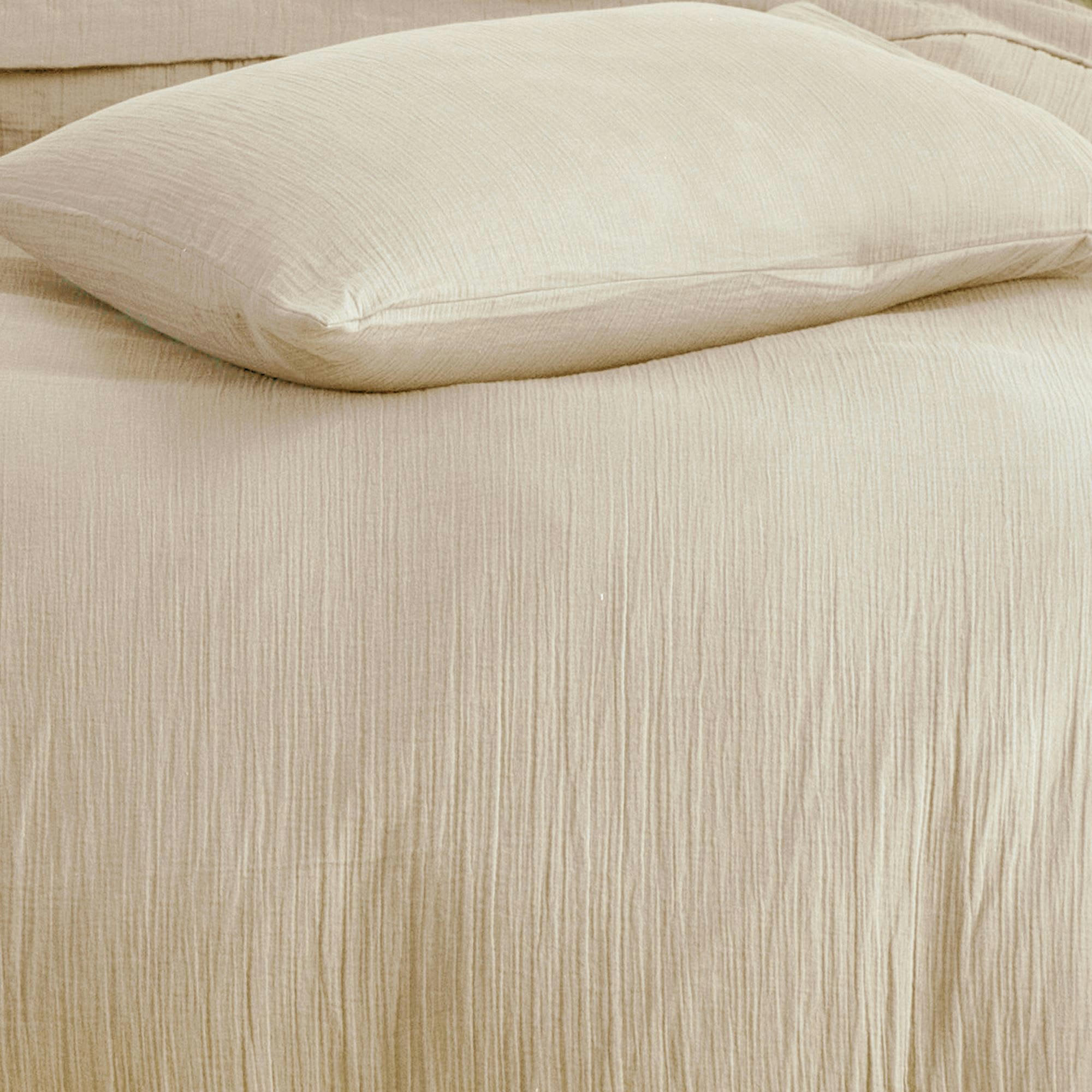 DOUBLE GAZE - Housse de couette 140x200 beige en coton