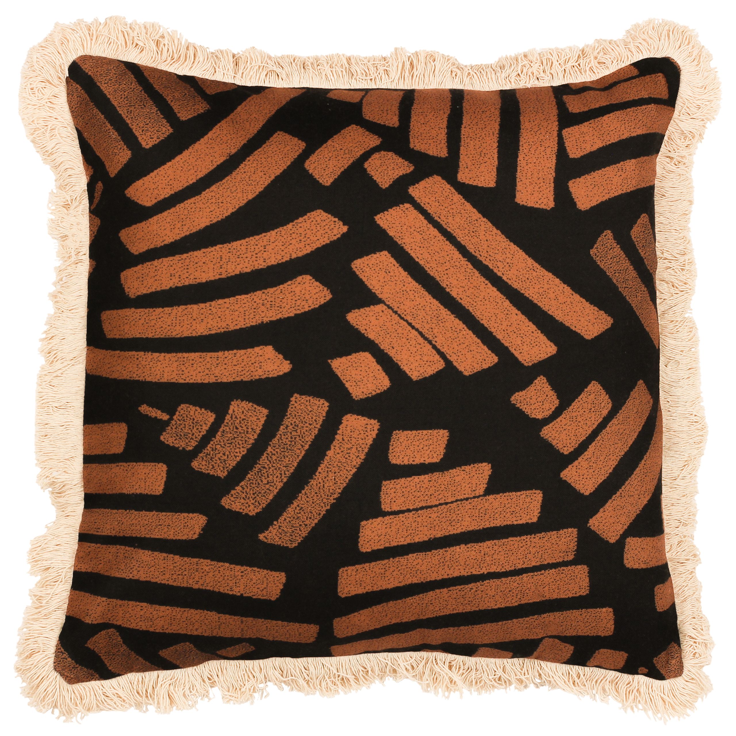 Paoletti Oromo Printed Geometric Fringed Cushion