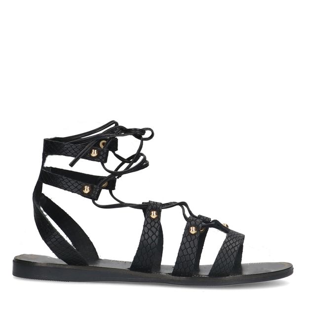 Zwarte leren sandalen