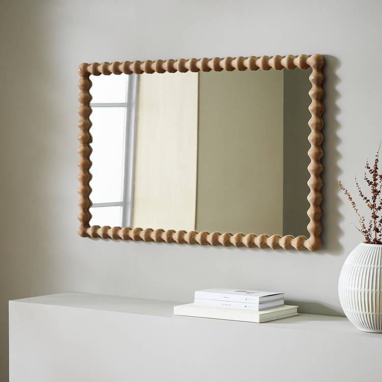 Habitat Bobbin Stained Wooden Wall Mirror - 90x56cm