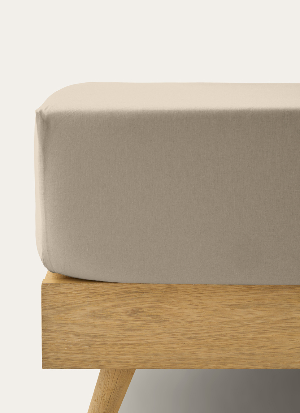 DRAP HOUSSE UNI EN COTON GRAND BONNET 32CM TAUPE CLAIR