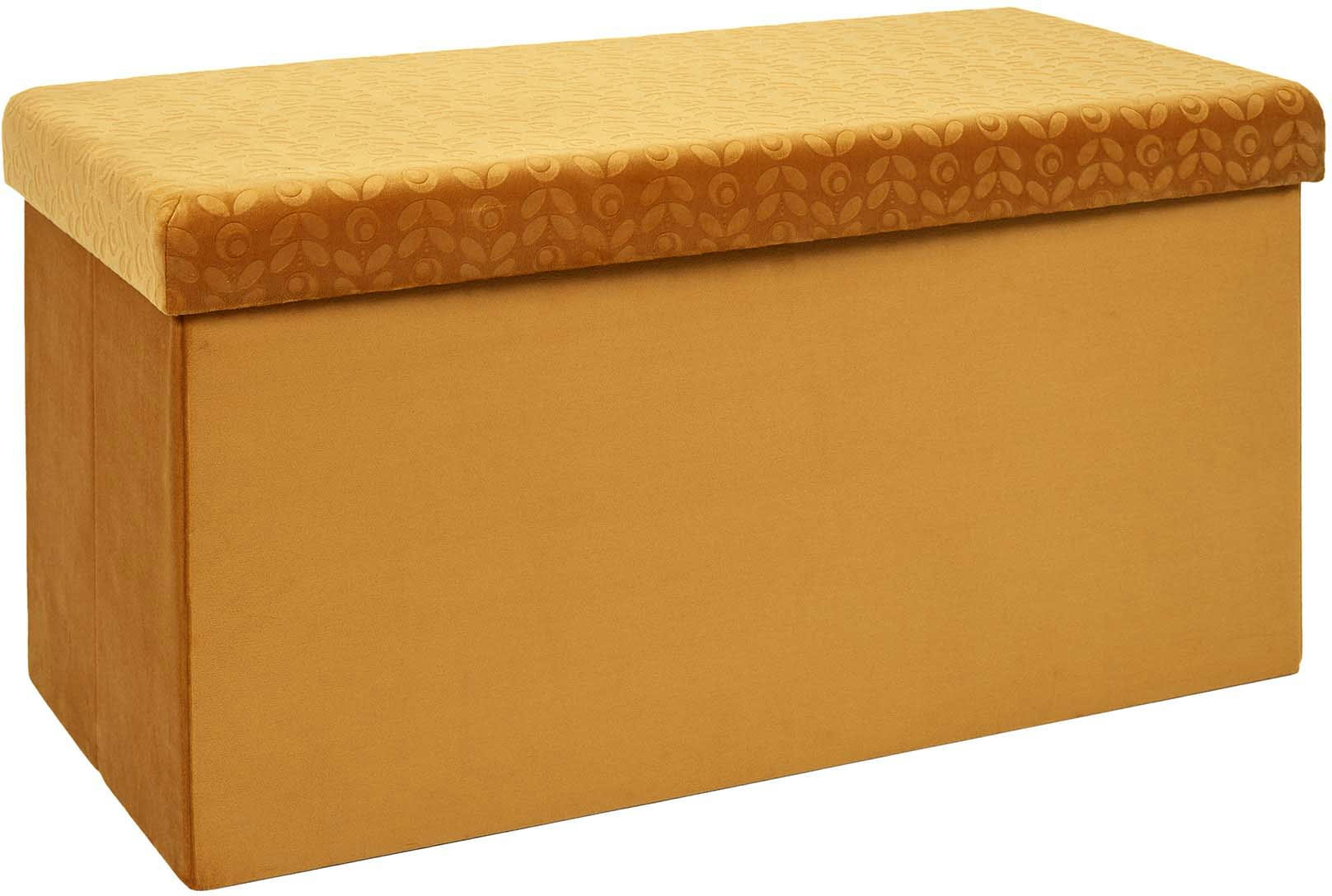 - Banc coffre pliable en velours rétro moutarde