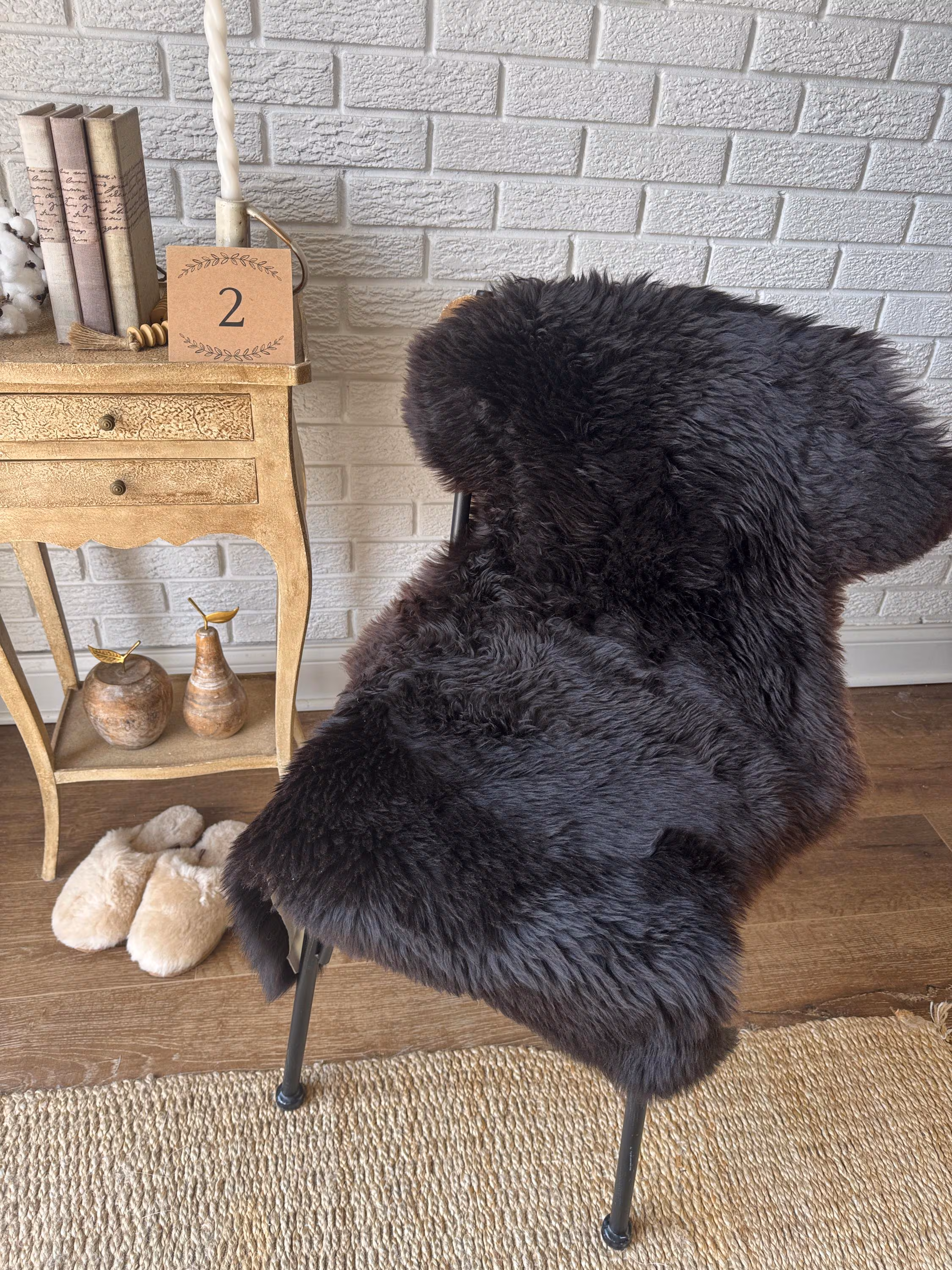 Brown Chocolate Short Wool Sheepskin Rug | Genuine Natural Sheepskin | Soft Bedside Rug | Eco‑Friendly Wool Throw