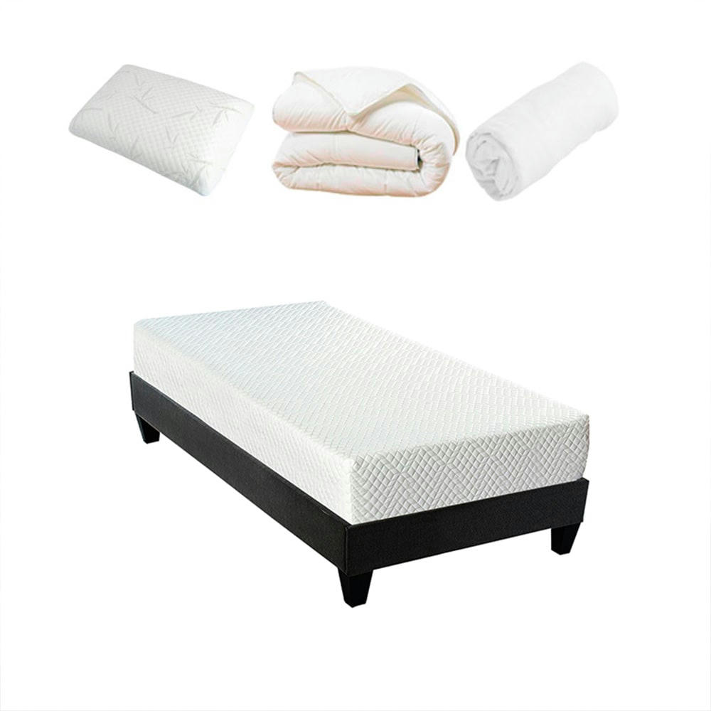 ABSOLU - Ensemble  90x200  Matelas + Sommier + Accessoires