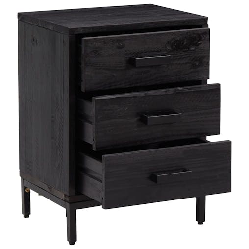 NNEVL Bedside Cabinet Black 40x30x55 cm Solid Pinewood