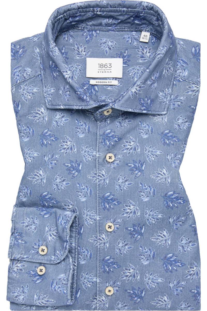 ETERNA 1863 Modern Fit Cordhemd dunkelblau, Bedruckt