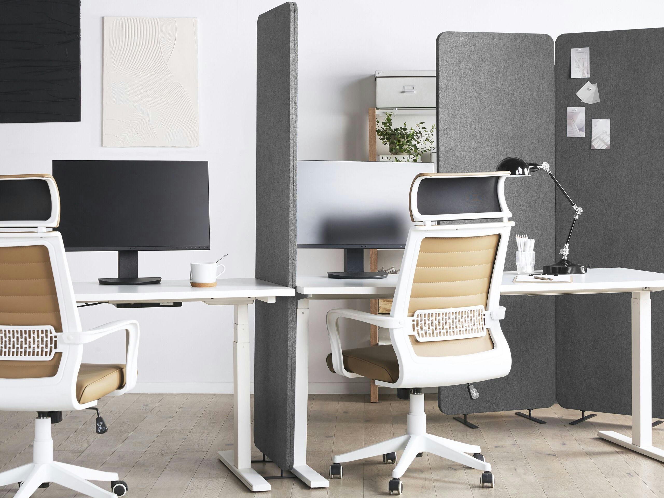 STANDI - Séparateur acoustique 3 panneaux 184 x 184 cm gris