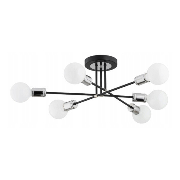 Lampa sufitowa TOLEDO czarna-chromowana 6xE27x15W wym:22x57x57cm IP20 Alfa