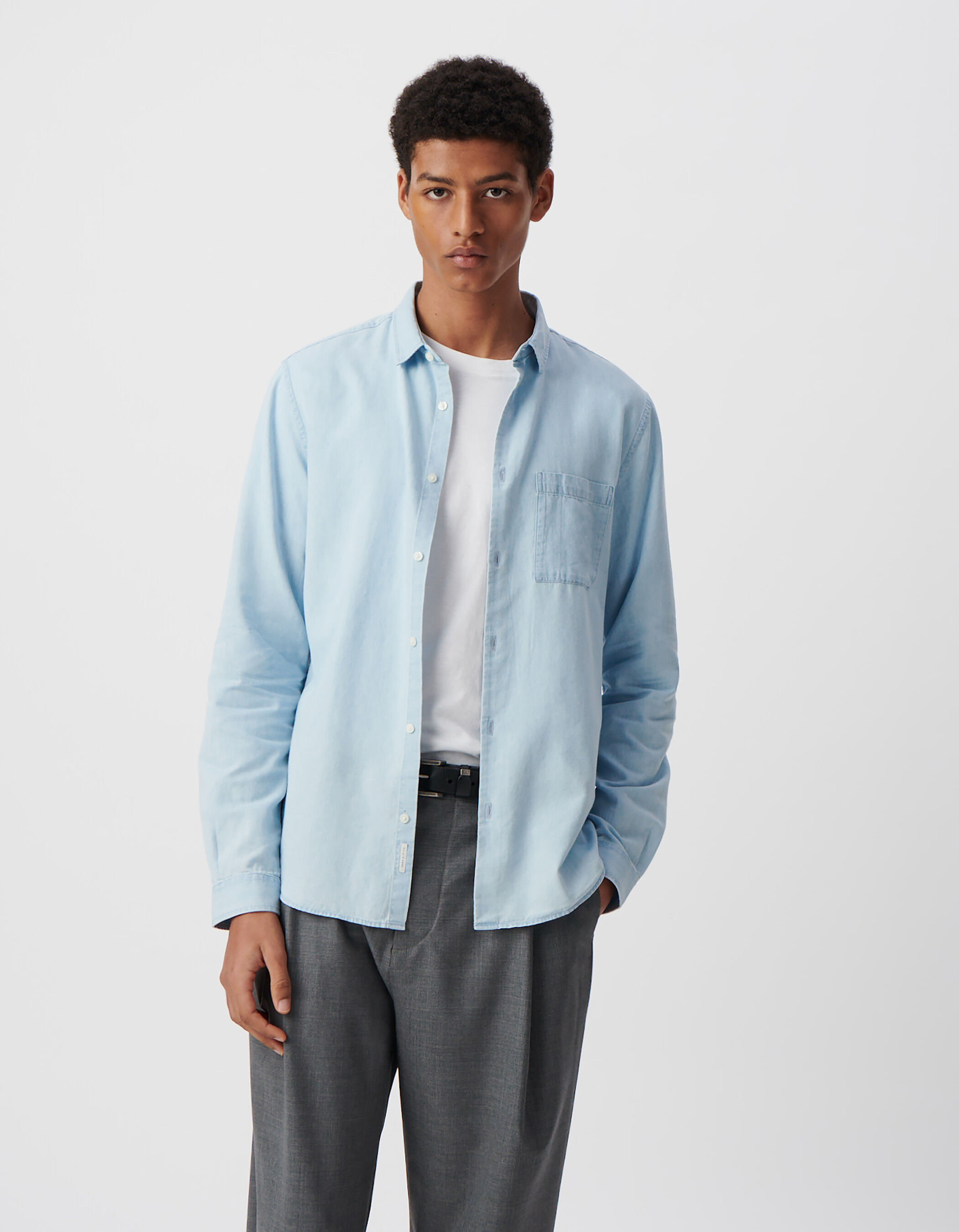 Chemise REGULAR bleue coton et Lyocell® Homme