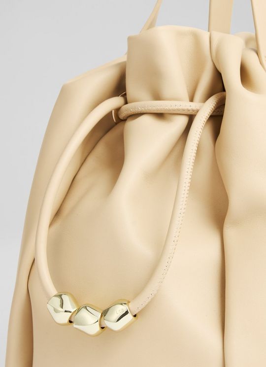 Selina Light Taupe Leather Bead Tote