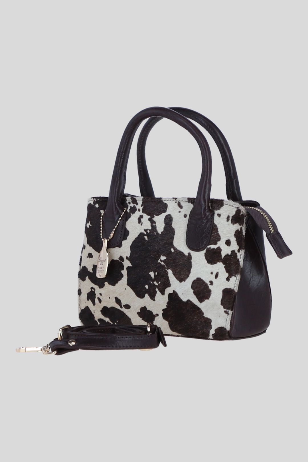 Ashwood Leather Real Leather Hair-on-Hide Handbag with Detachable Crossbody Strap