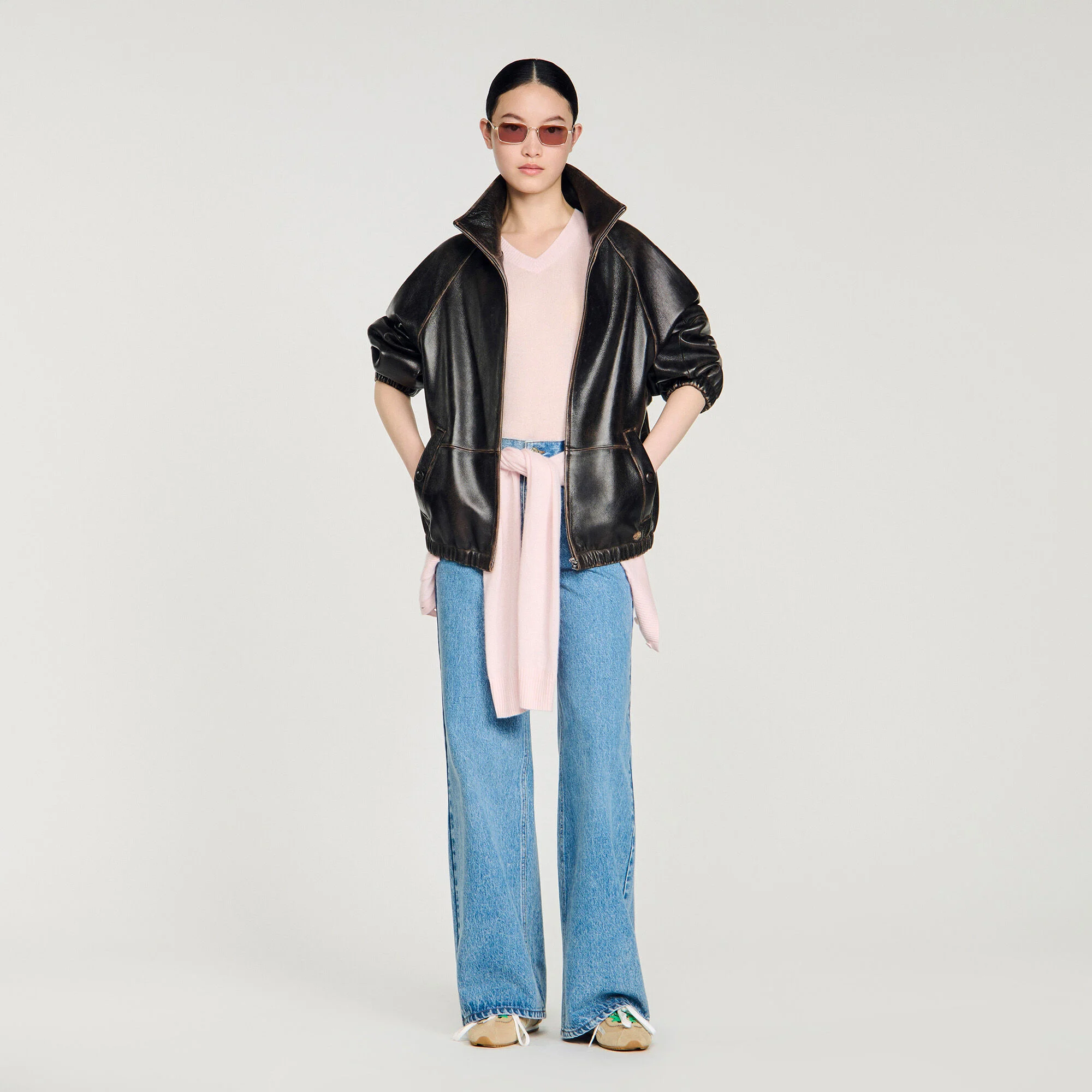 Blouson en cuir vieilli