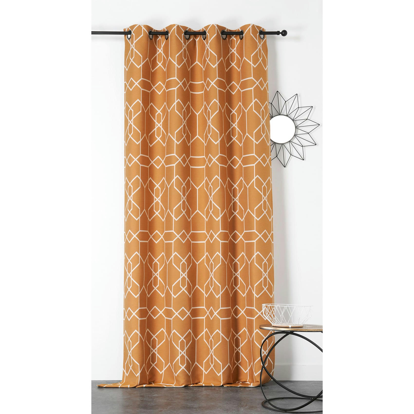 - Rideau d'ameublement ariane polyester/jacquard jaune soleil 140x260 cm