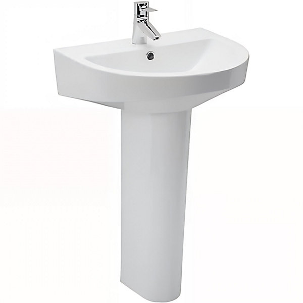 Lavabo mural céramique traditionnelle SANINDUSA UrbY 66 blanc (robinet, vidage et colonne non inclus)